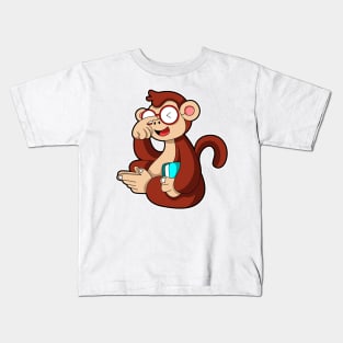 Monkey with Glasses & Book Kids T-Shirt
